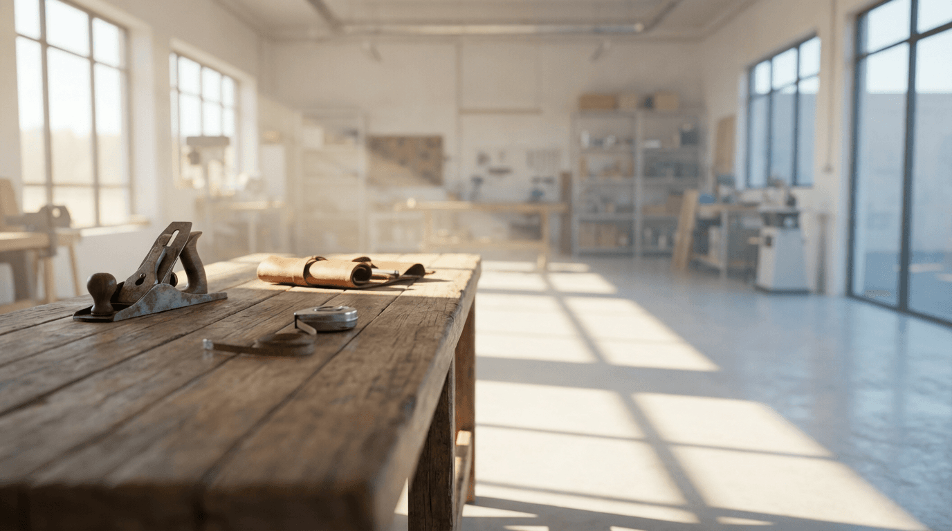 Technician assembling furniture in a bright living room