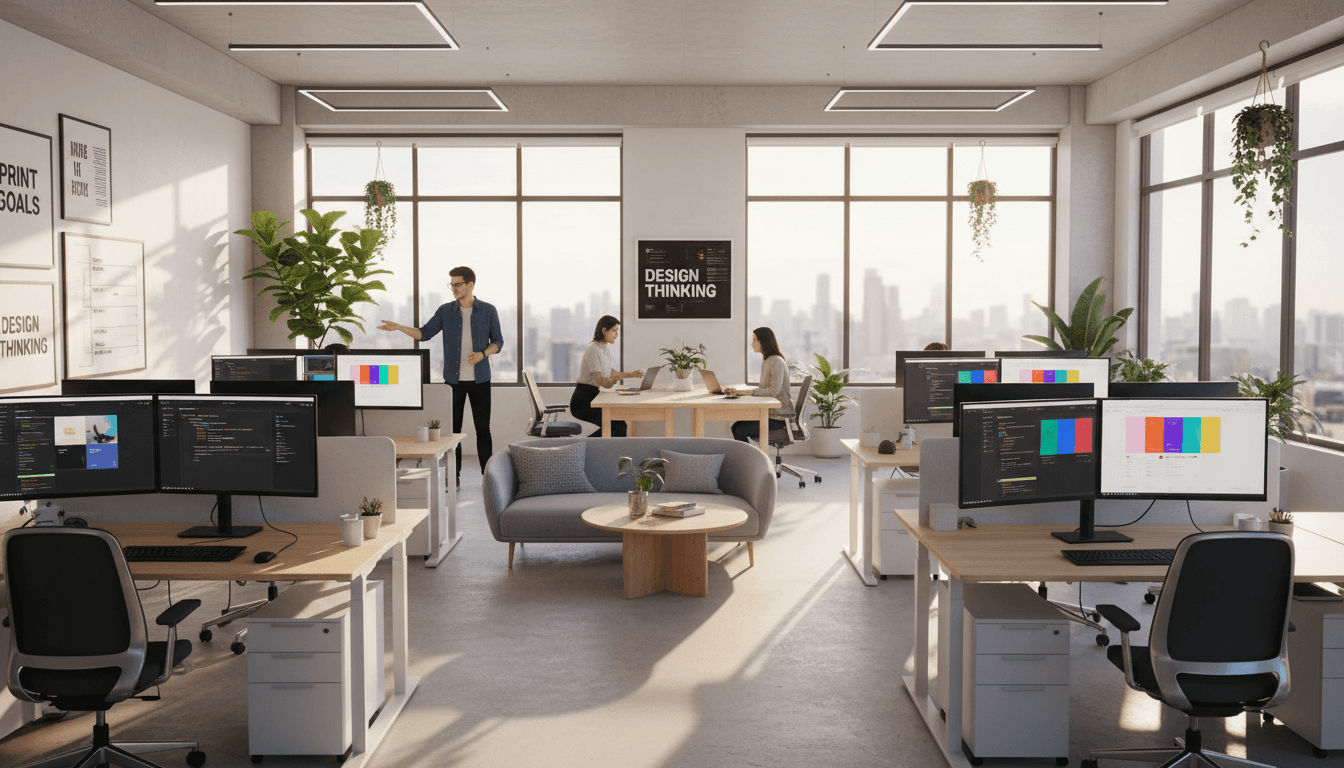 Full office furniture installation in an industrial space