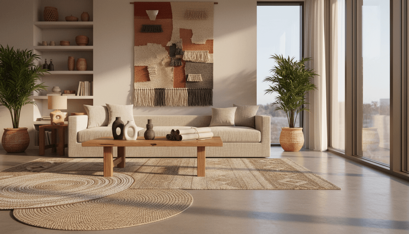 Fully assembled living room furniture in warm natural light